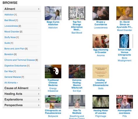 Screenshot of digital video collection created for course entitled 'Digital Media Collections'