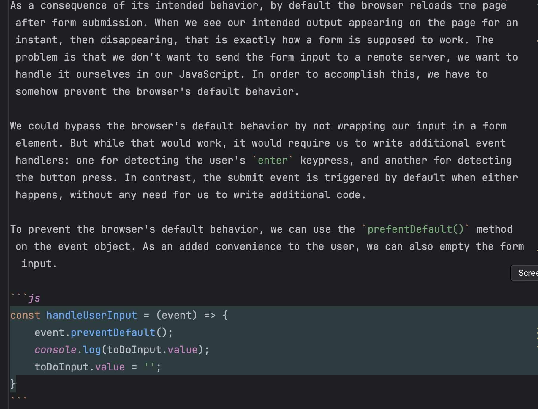 explanation for a snippet of JavaScript code